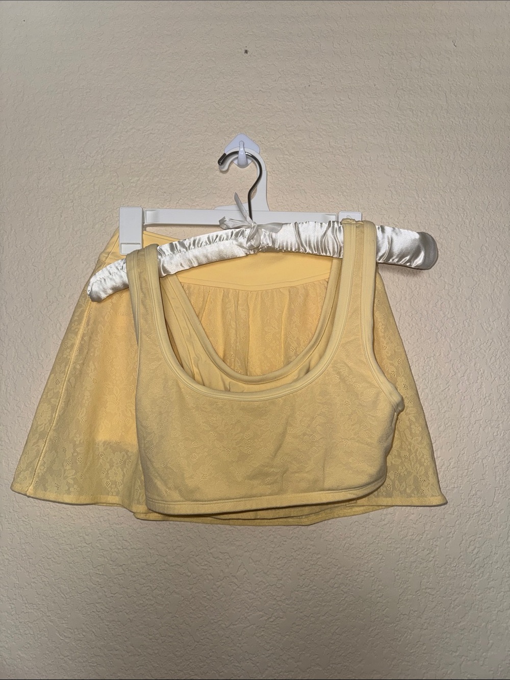 Offline by aerie Yellow Lace Sports Bra & Skirt